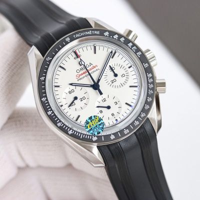 Omega Speedmaster 42MM Stainless Steel 3861 Movement Rubber Strap Watch